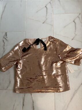 Sequin Women’s Holiday sequin Shirt in Rose Gold - Chic Sparkle